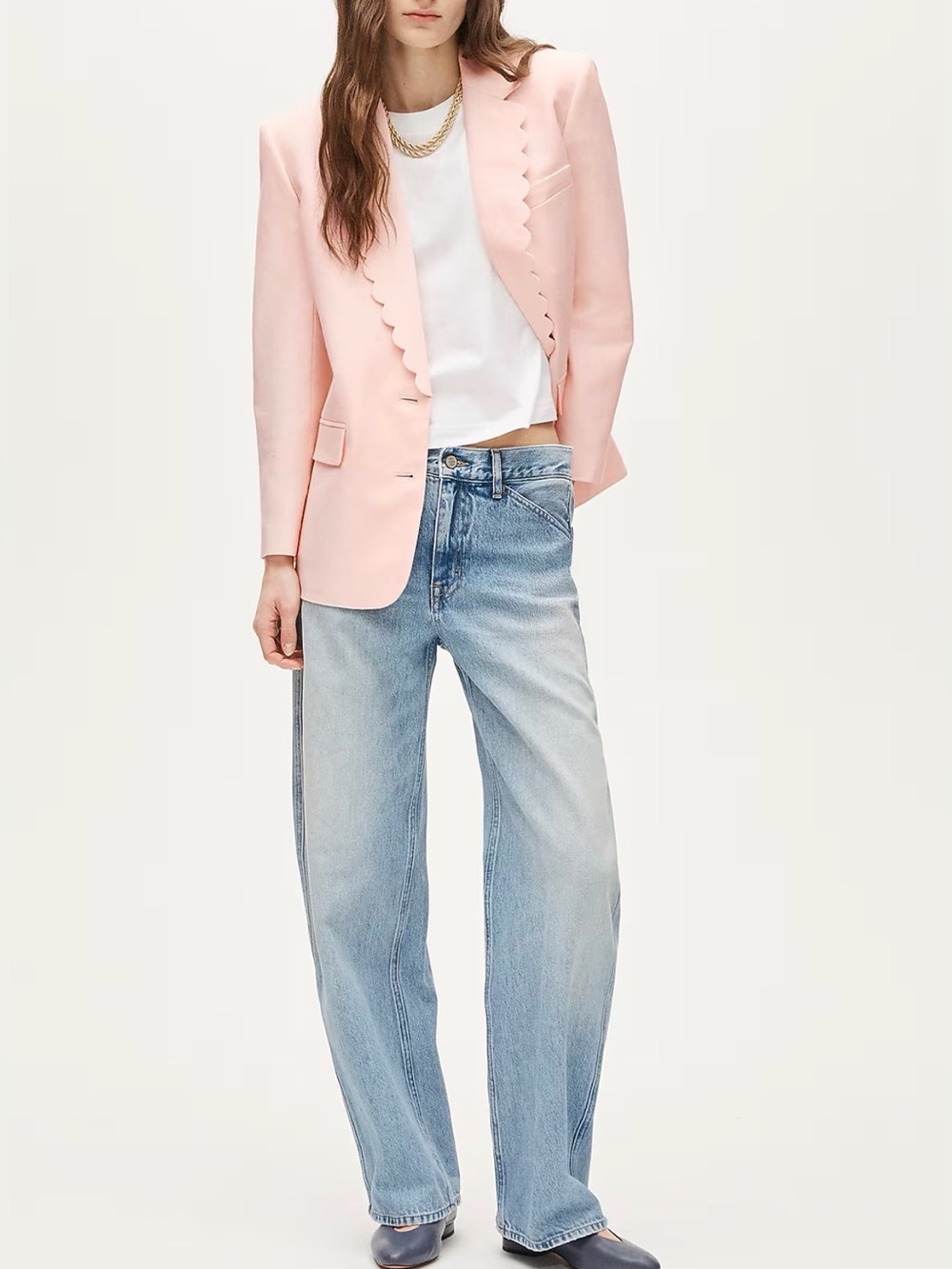 J.Crew Gamine Scallop-Trim Blazer Gramercy Linen Blend Pink Size L NWT - Picture 7 of 14